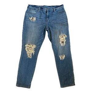 TRUE RELIGION Cameron Slim Boyfriend Denim Distressed Sequin Jeans Size 31